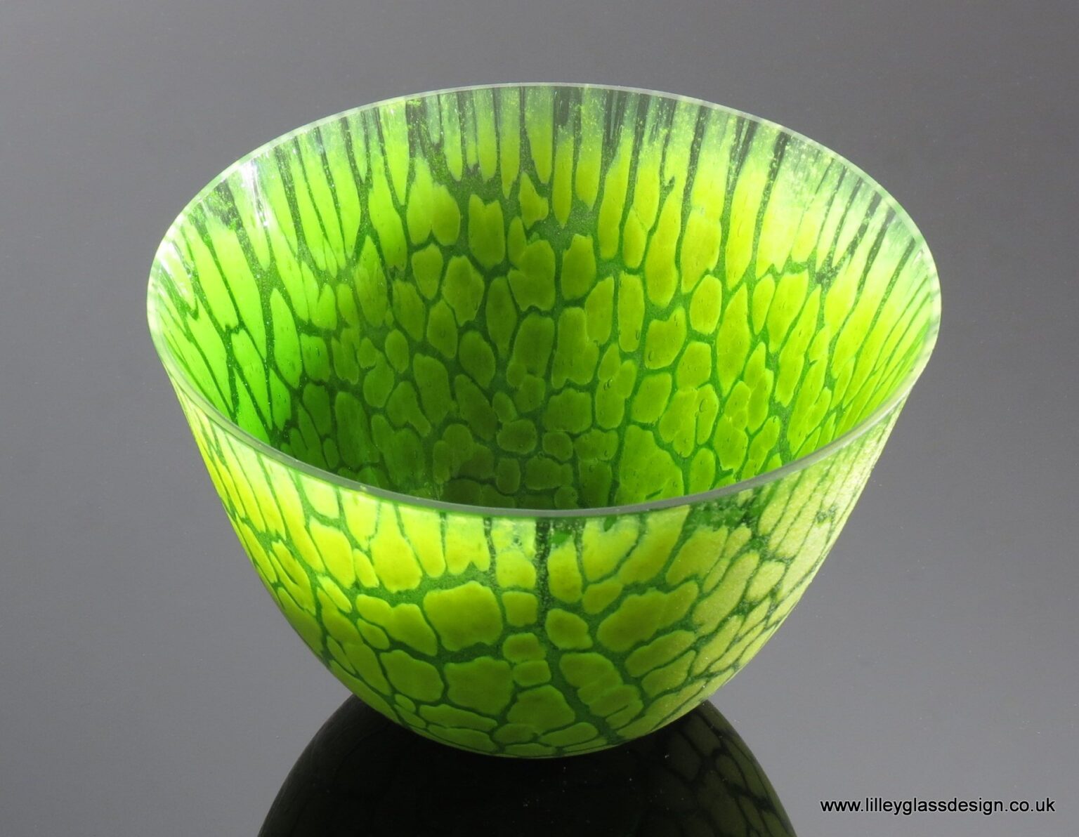 Green Crackle Gravity Formed Vessel Lilley Glass Designs