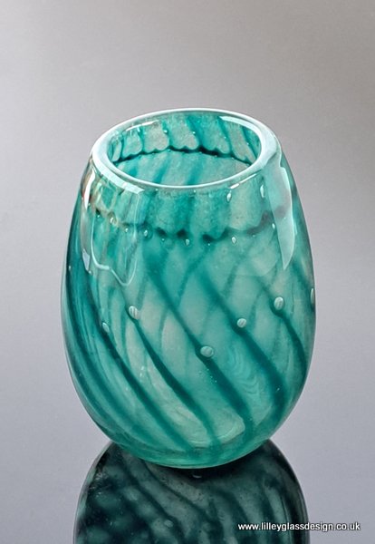 Green stripey blown glass vase - Image 2