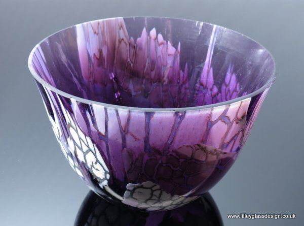Purple and French Vanilla Crackle Vessel