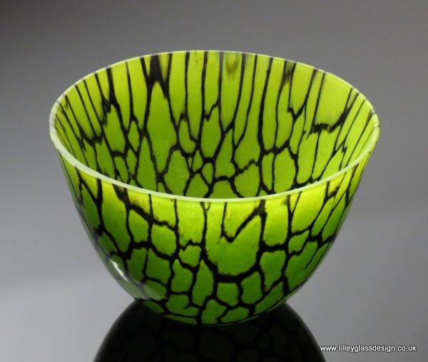 Green and Black Crackle Vessel
